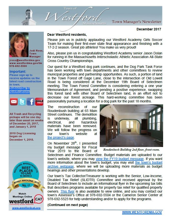 TM Newsletter December 2017 front page