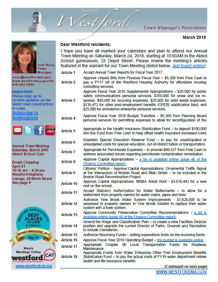 TM Newsletter March 2018 front page