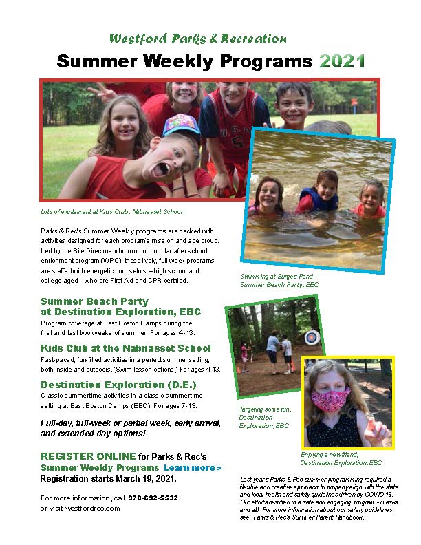 Parks-Rec Summer Weekly Programs 2021